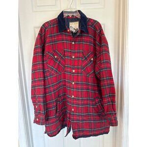 Vintage 90's New Ground Red Plaid Button Down Shacket Size XL